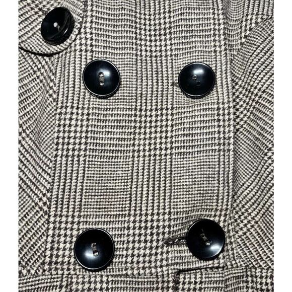 Ben Sherman Coat Womens Small Brown Glen Plaid Pleated Long Peacoat Wool - Picture 11 of 16